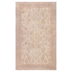 Doris Leslie Blau Antique Oushak Turkish Floral Allover Pale Sand Rug - c. 1920