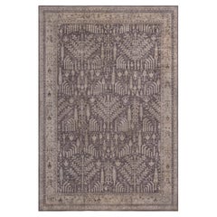Tapis turc antique Oushak à motifs floraux sur toute la surface, couleur sable pâle, signé Doris Leslie Blau – vers 1920