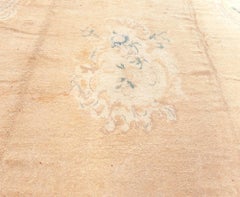 Doris Leslie Blau Antique Oushak Turkish Floral Allover Soft Beige Rug - c. 1920