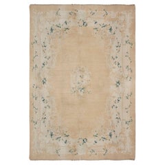 Doris Leslie Blau Antique Oushak Turkish Floral Allover Soft Beige Rug - c. 1920