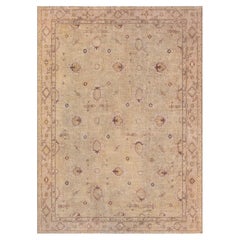 Doris Leslie Blau Antique Oushak Turkish Floral Allover Warm Tan Rug - c. 1920