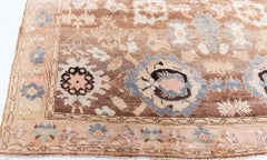 Doris Leslie Blau Antique Oushak Turkish Floral Allover Warm Tan Rug - c. 1940