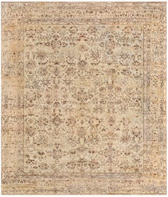 Doris Leslie Blau Antique Oushak Turkish Floral Light Beige Rug - c. 1900