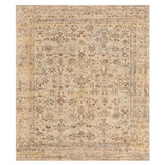 Doris Leslie Blau Antique Oushak Turkish Floral Light Beige Rug - c. 1900