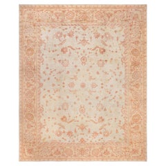 Doris Leslie Blau Antique Oushak Turkish Floral Light Beige Rug - c. 1900