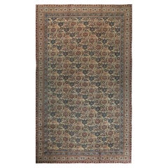 Doris Leslie Blau Antique Oushak Turkish Floral Light Beige Rug - c. 1900