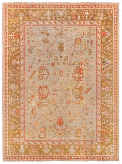 Doris Leslie Blau Antique Oushak Turkish Floral Light Beige Rug – c. 1920