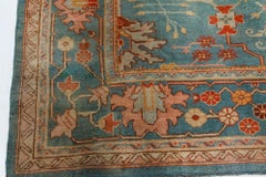 Doris Leslie Blau Antique Oushak Turkish Floral Light Beige Rug - c. 1930