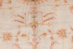 Doris Leslie Blau Antique Oushak Floral Medallion Cream Rug by Doris Leslie Blau