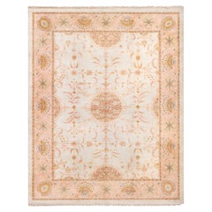 Doris Leslie Blau Antique Oushak Floral Medallion Cream Rug by Doris Leslie Blau