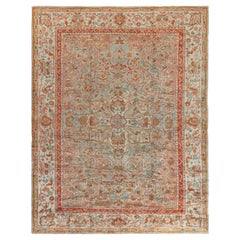 Doris Leslie Blau Antique Oushak Turkish Floral Warm Tan Carpet - c. 1900