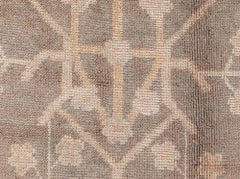 Doris Leslie Blau Antique Oushak Turkish Geometric Soft Beige Carpet - c. 1900
