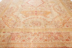 Doris Leslie Blau Antique Oushak Turkish Medallion Cream Beige Rug - c. 1880
