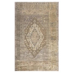 Doris Leslie Blau Antique Oushak Turkish Medallion In Taupe Rug - c. 1950