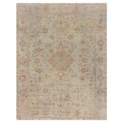 Doris Leslie Blau Antique Oushak Turkish Medallion, Light Beige Rug - c. 1920