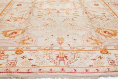 Doris Leslie Blau Antique Oushak Turkish Medallion Pale Sand Carpet - c. 1900