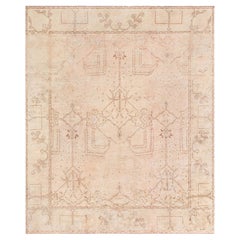 Doris Leslie Blau Antique Oushak Turkish Medallion Soft Beige Rug - c. 1900
