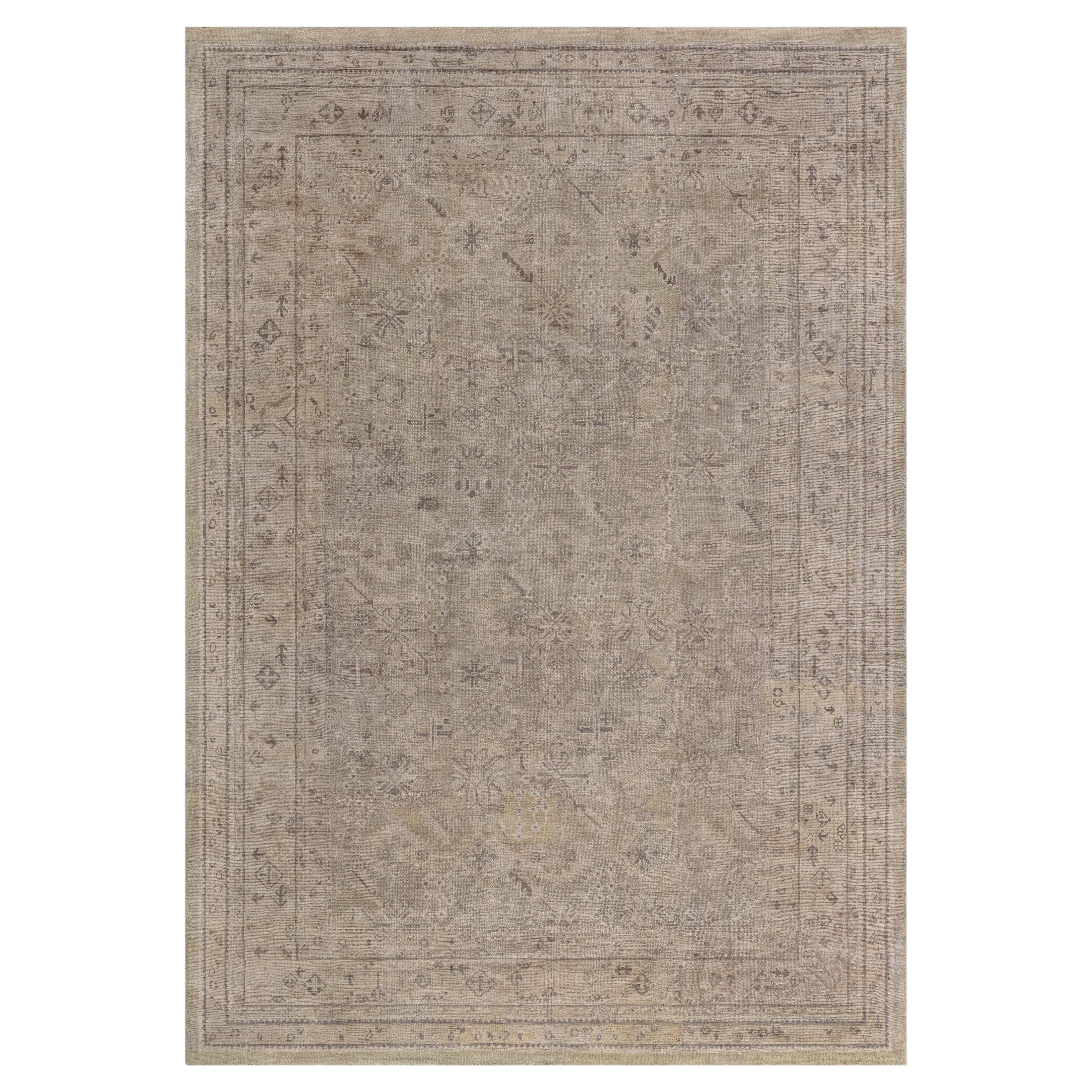 Doris Leslie Blau Antique Oushak Turkish Taupe Rug - c. 1920 (Size Adjusted)