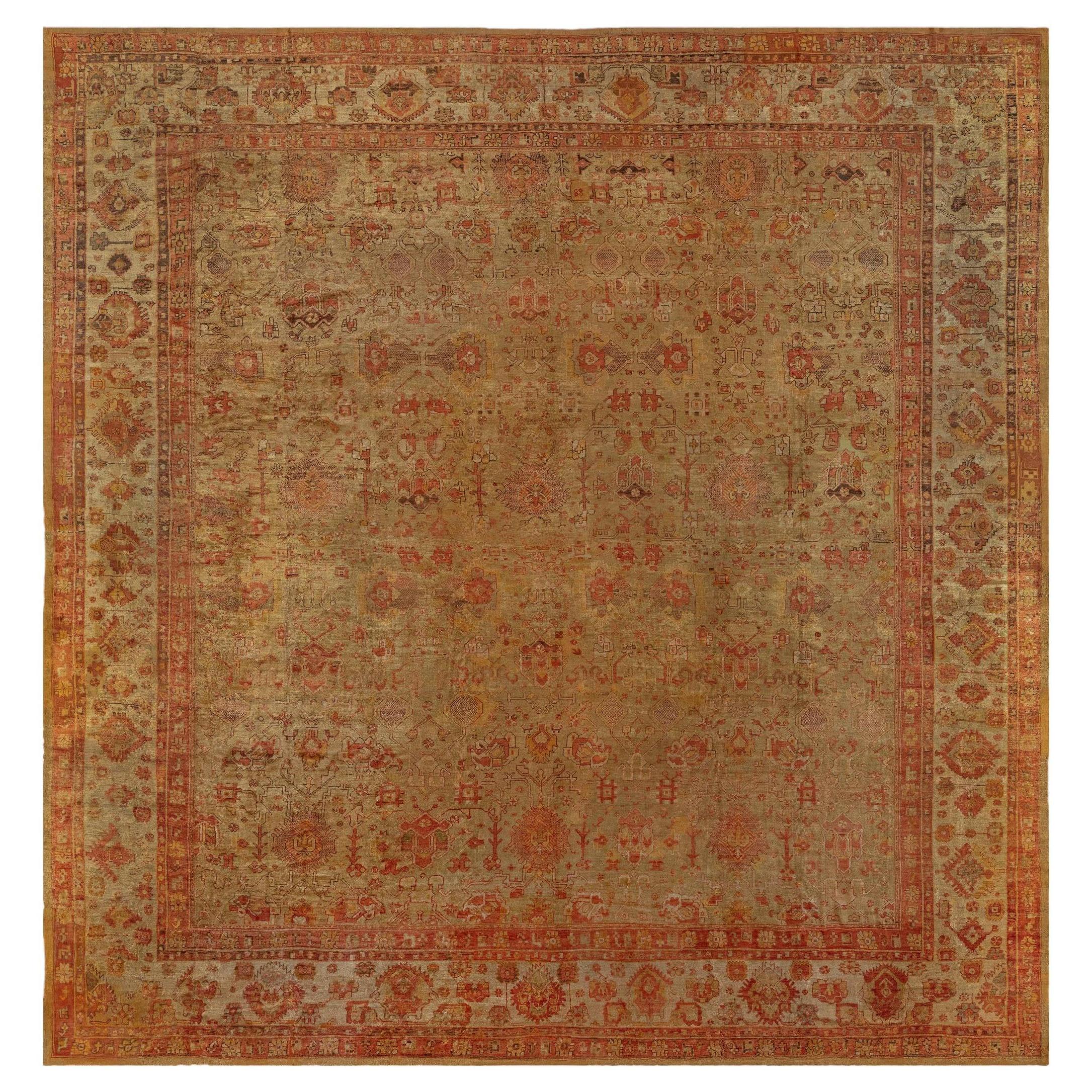 Doris Leslie Blau Antique Oushak Turkish Warm Tan Rug - c. 1900 (Size Adjusted)