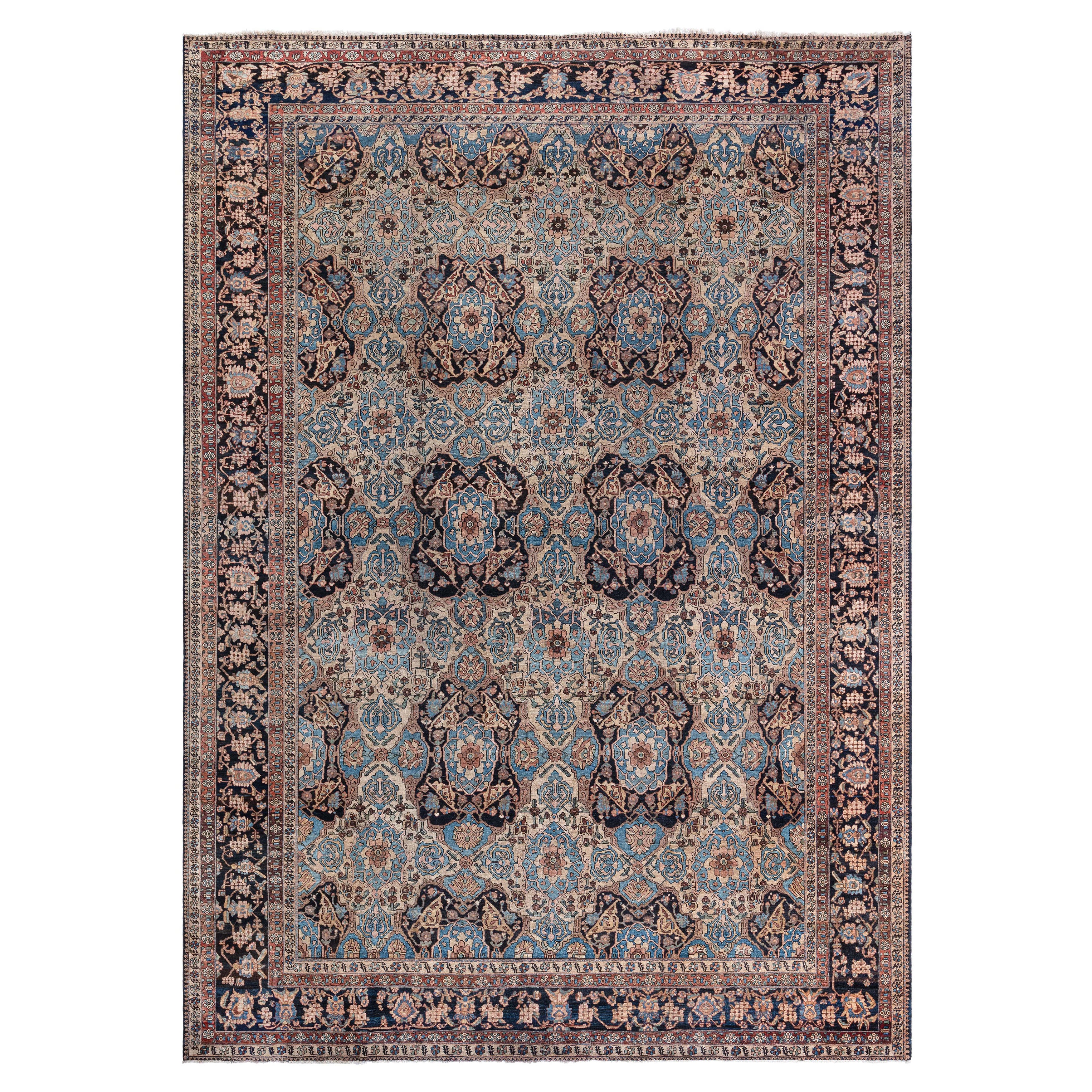 Doris Leslie Blau Antique Oversized Persian Bakhtiari Wool Carpet For Sale