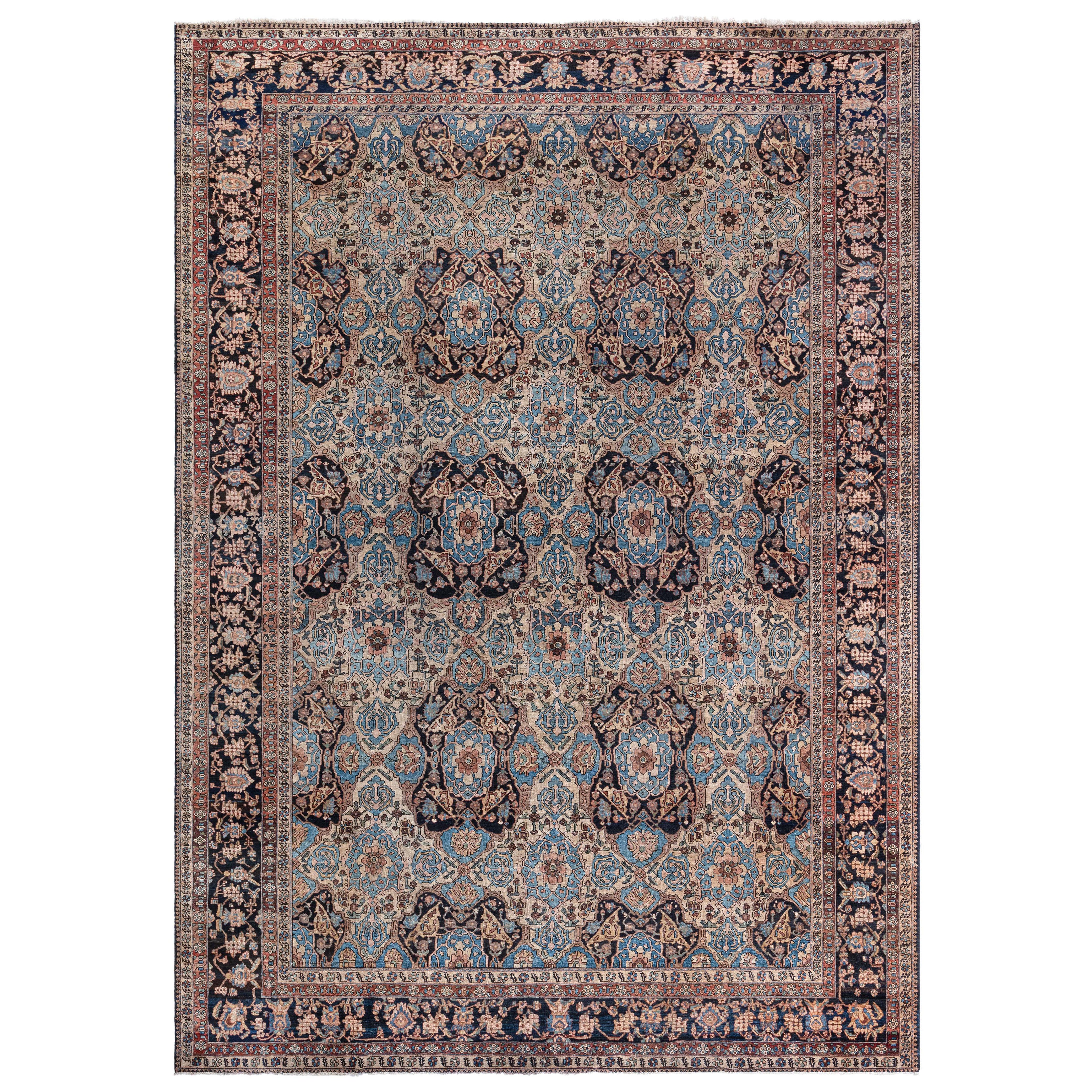 Doris Leslie Blau Tapis ancien surdimensionné en laine persane Bakhtiari