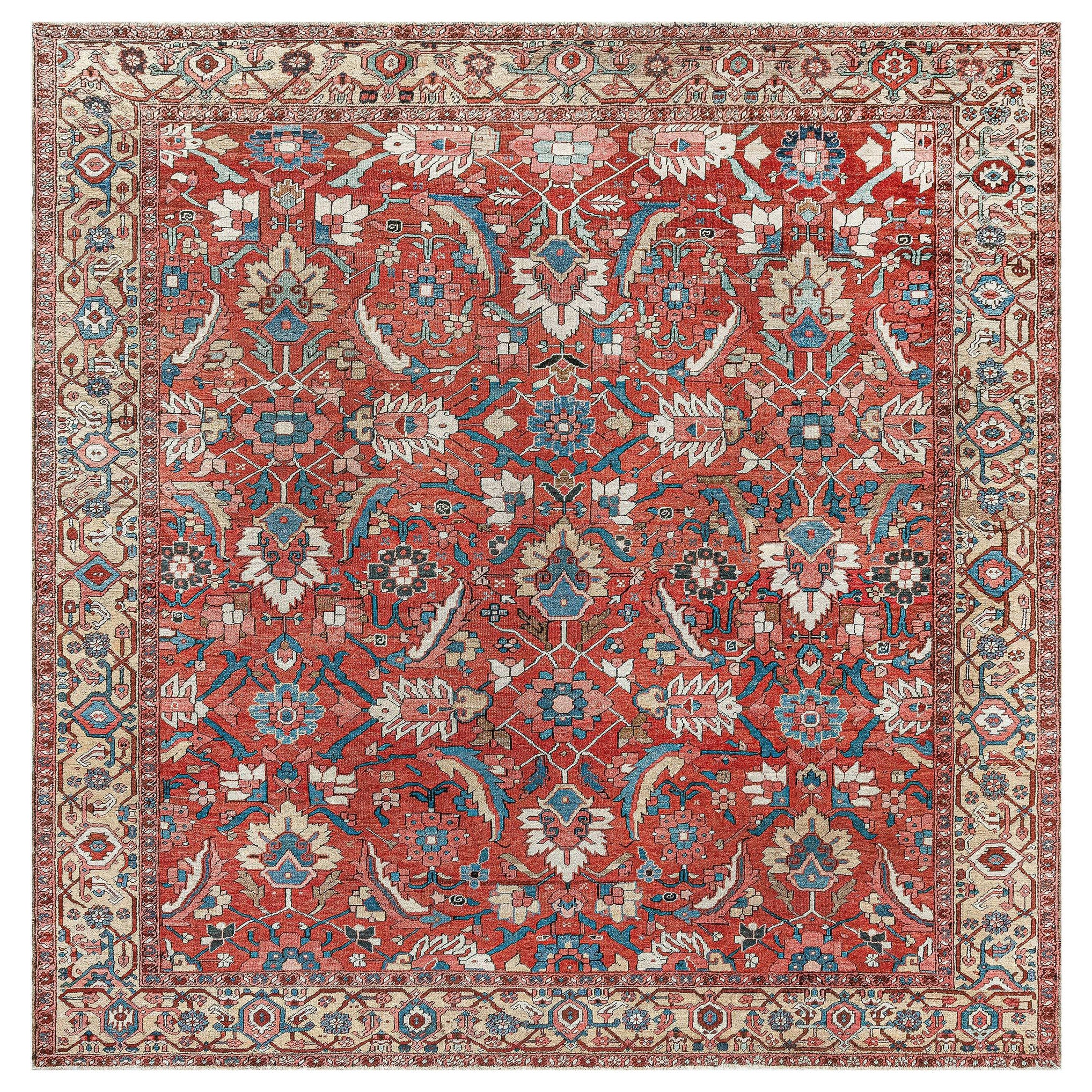 Tapis persan ancien Heriz en laine rouge Doris Leslie Blau