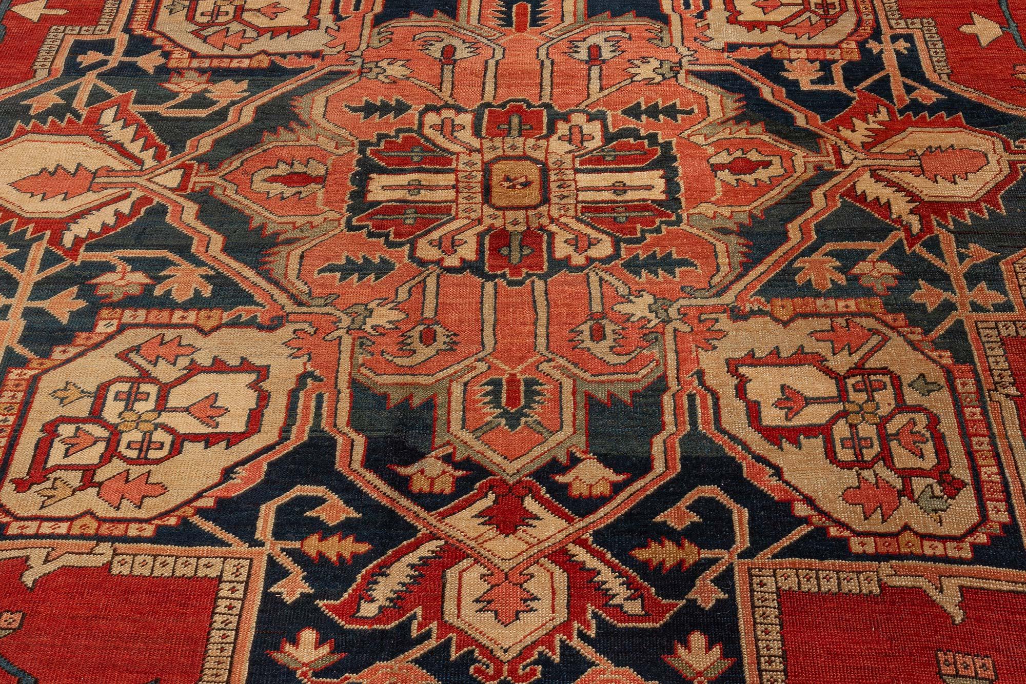 Hand-Knotted Doris Leslie Blau Antique Persian Heriz Rug For Sale