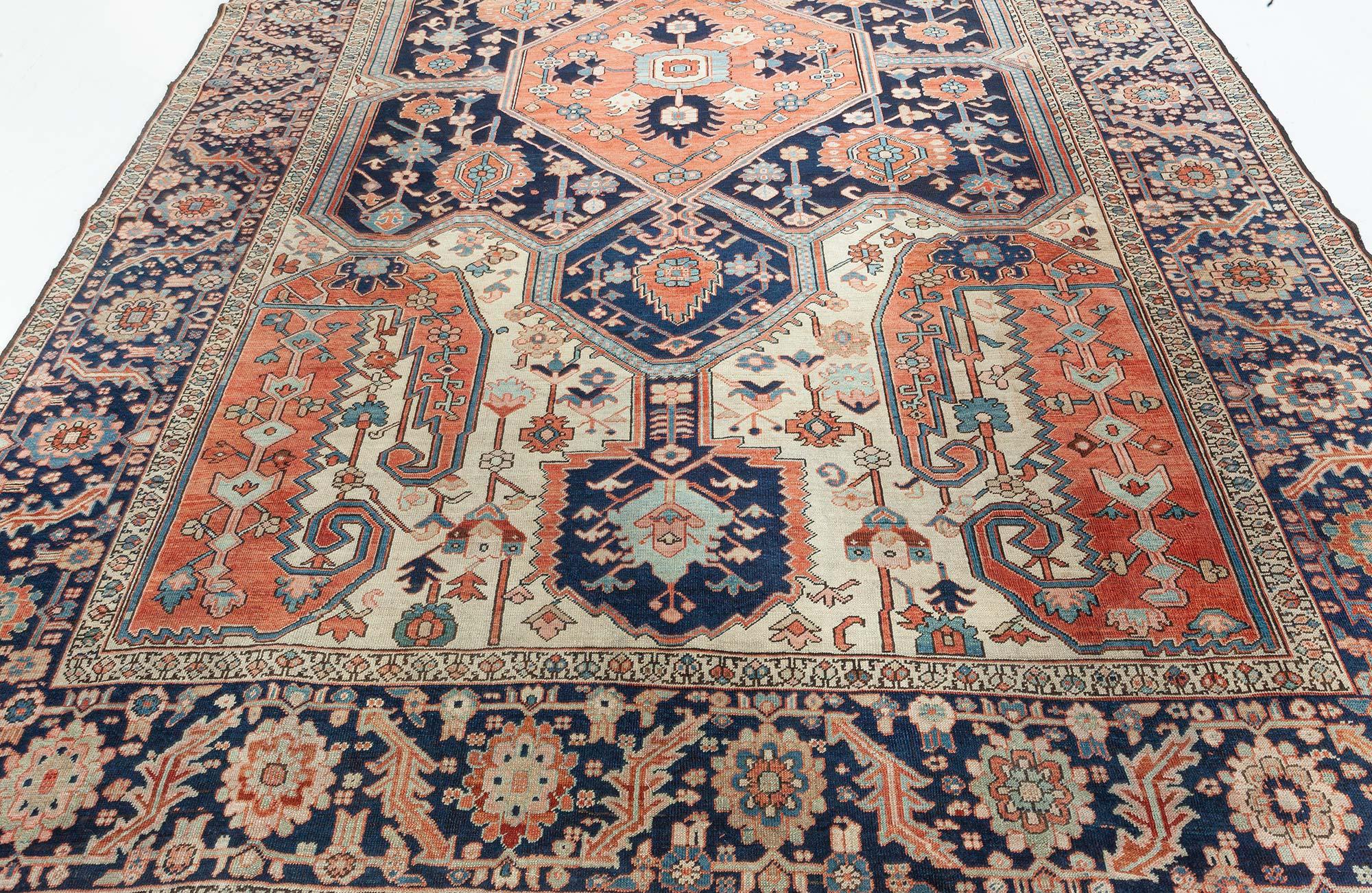 Wool Doris Leslie Blau Antique Persian Heriz Rug For Sale