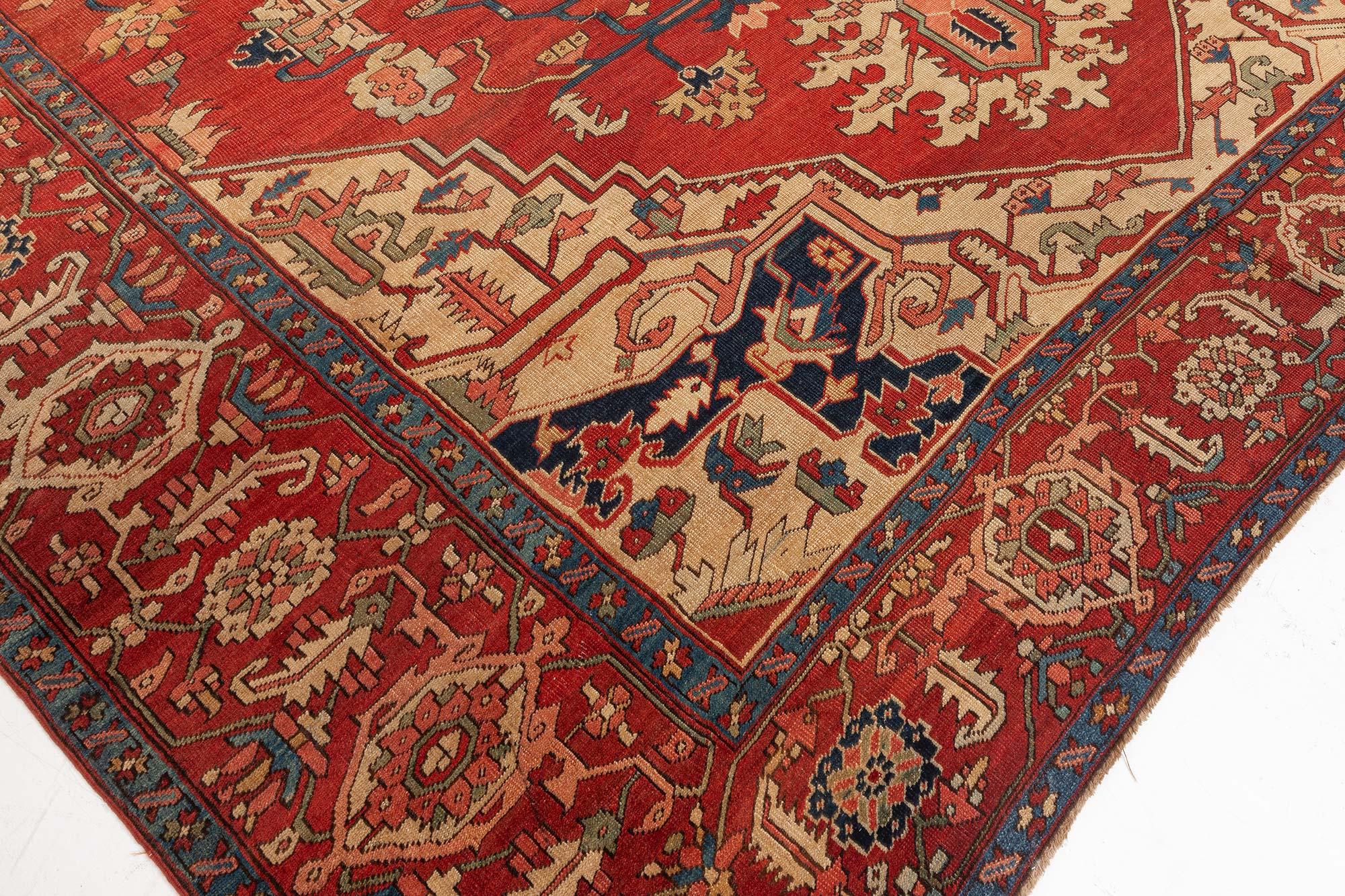 Wool Doris Leslie Blau Antique Persian Heriz Rug For Sale