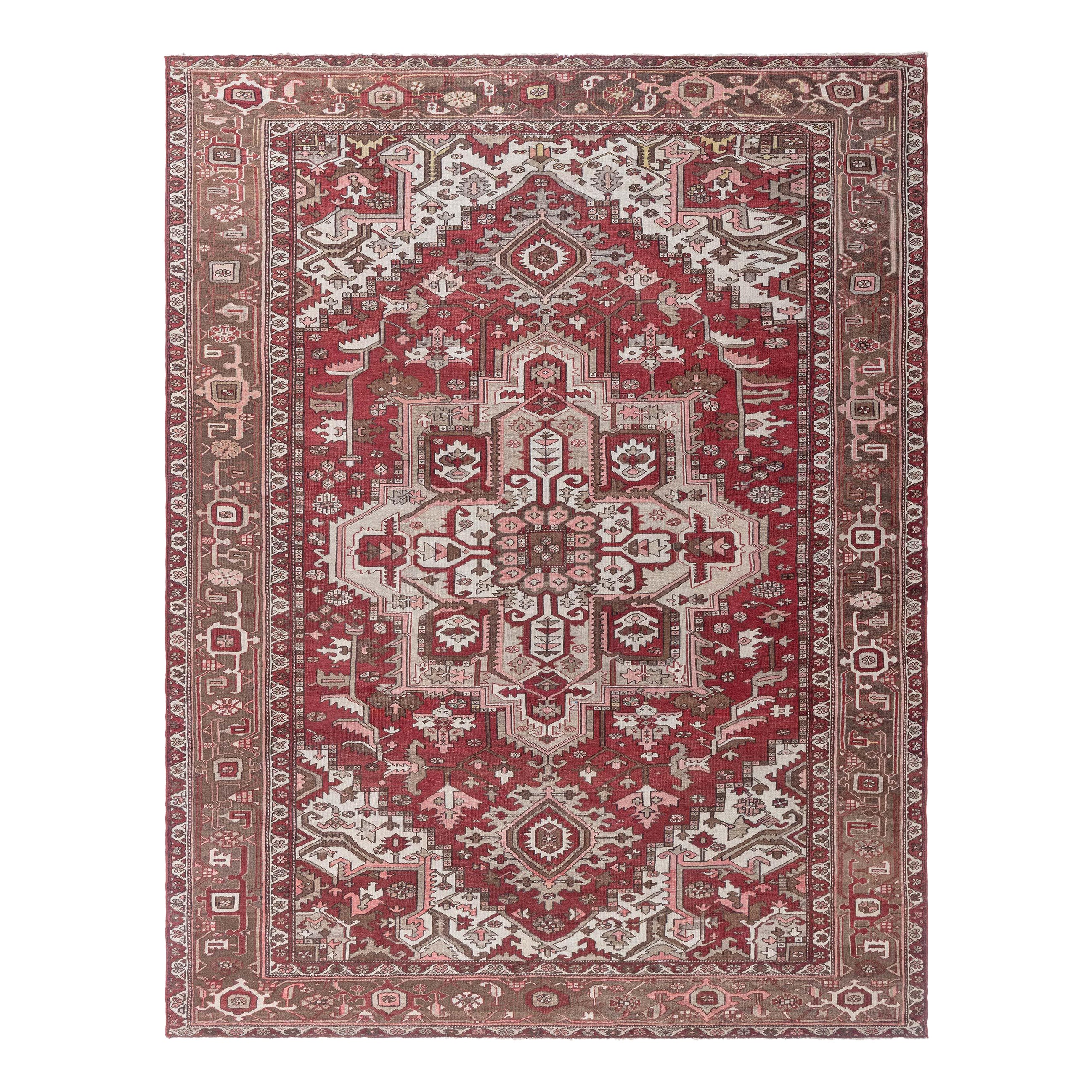 Doris Leslie Blauer antiker persischer Heriz-Teppich in Blau