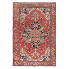 Doris Leslie Blauer antiker persischer Heriz-Teppich in Blau