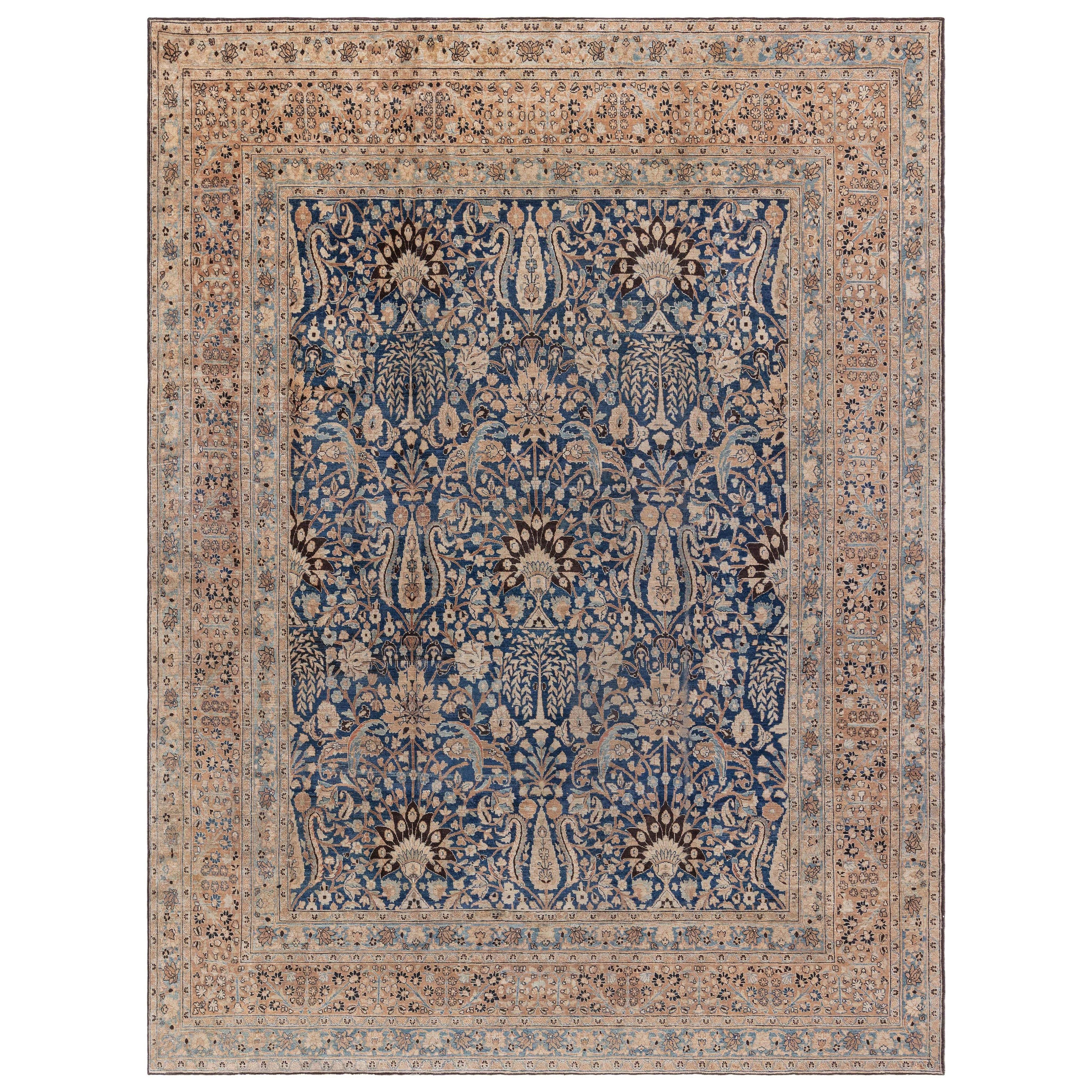 Doris Leslie Blau Alfombra persa antigua de lana hecha a mano Khorassan Botanic