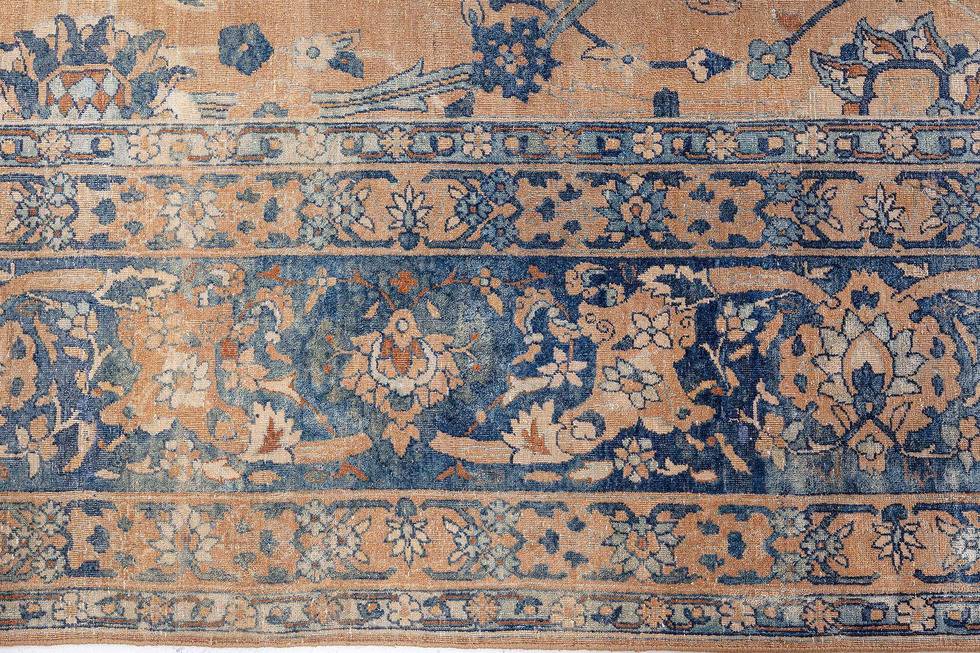 Laine Tapis persan Kirman botanique ancien fait à la main Doris Leslie Blau en vente