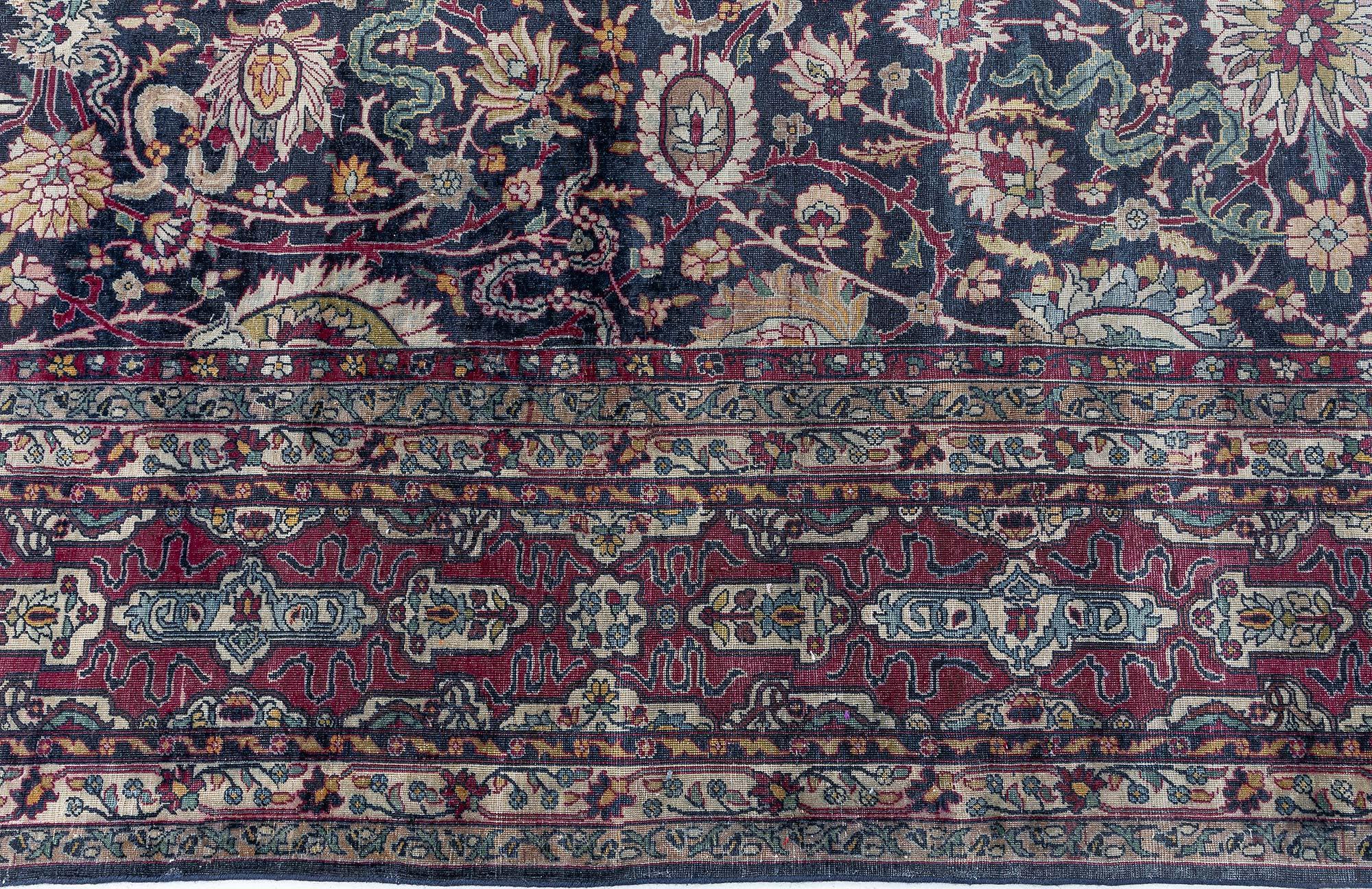 Tapis persan Kirman ancien Doris Leslie Blau fait main en laine botanique Bon état - En vente à New York, NY