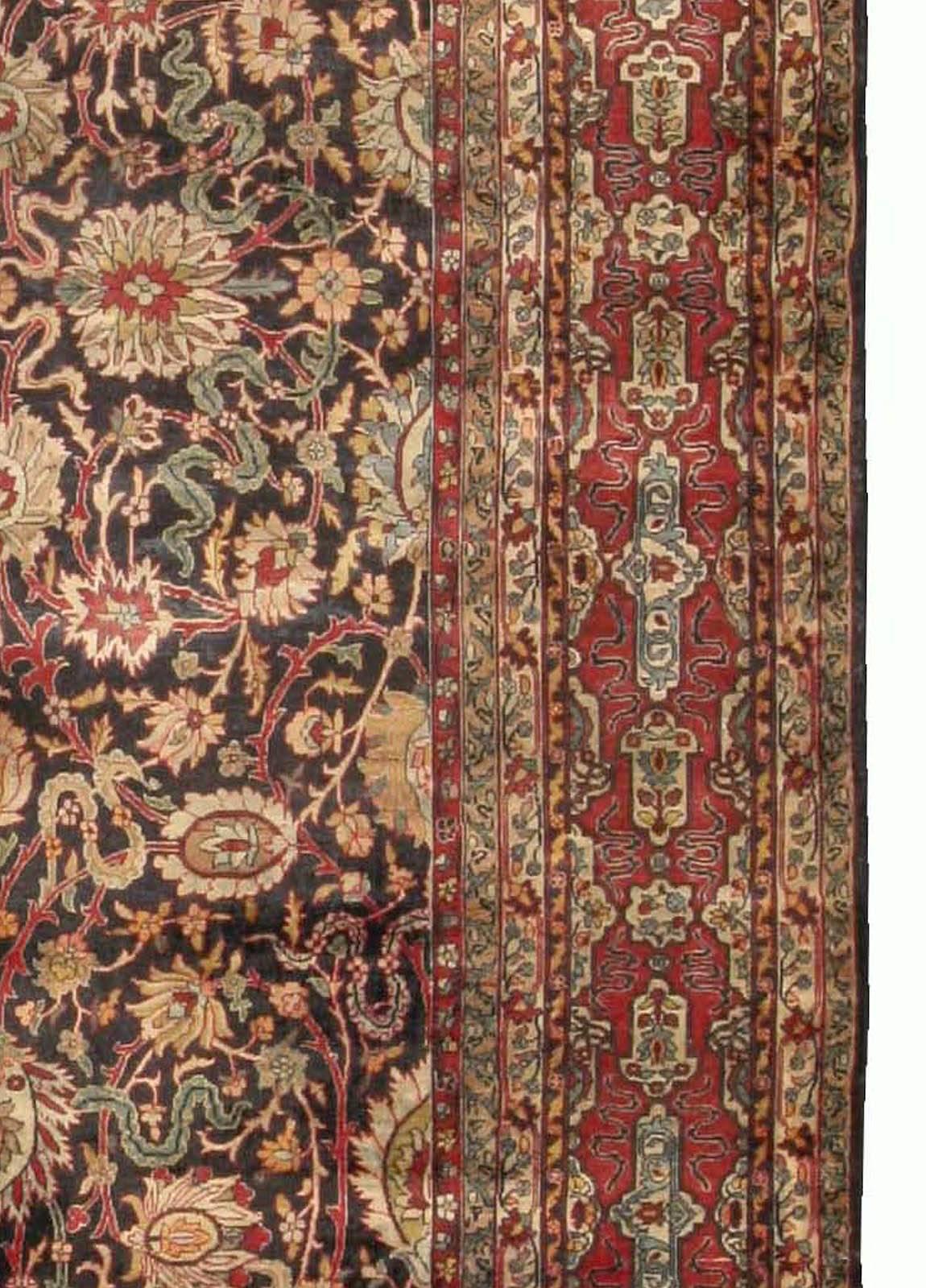 Doris Leslie Blau Antique Persian Kirman Botanic Handmade Wool Rug For Sale 2