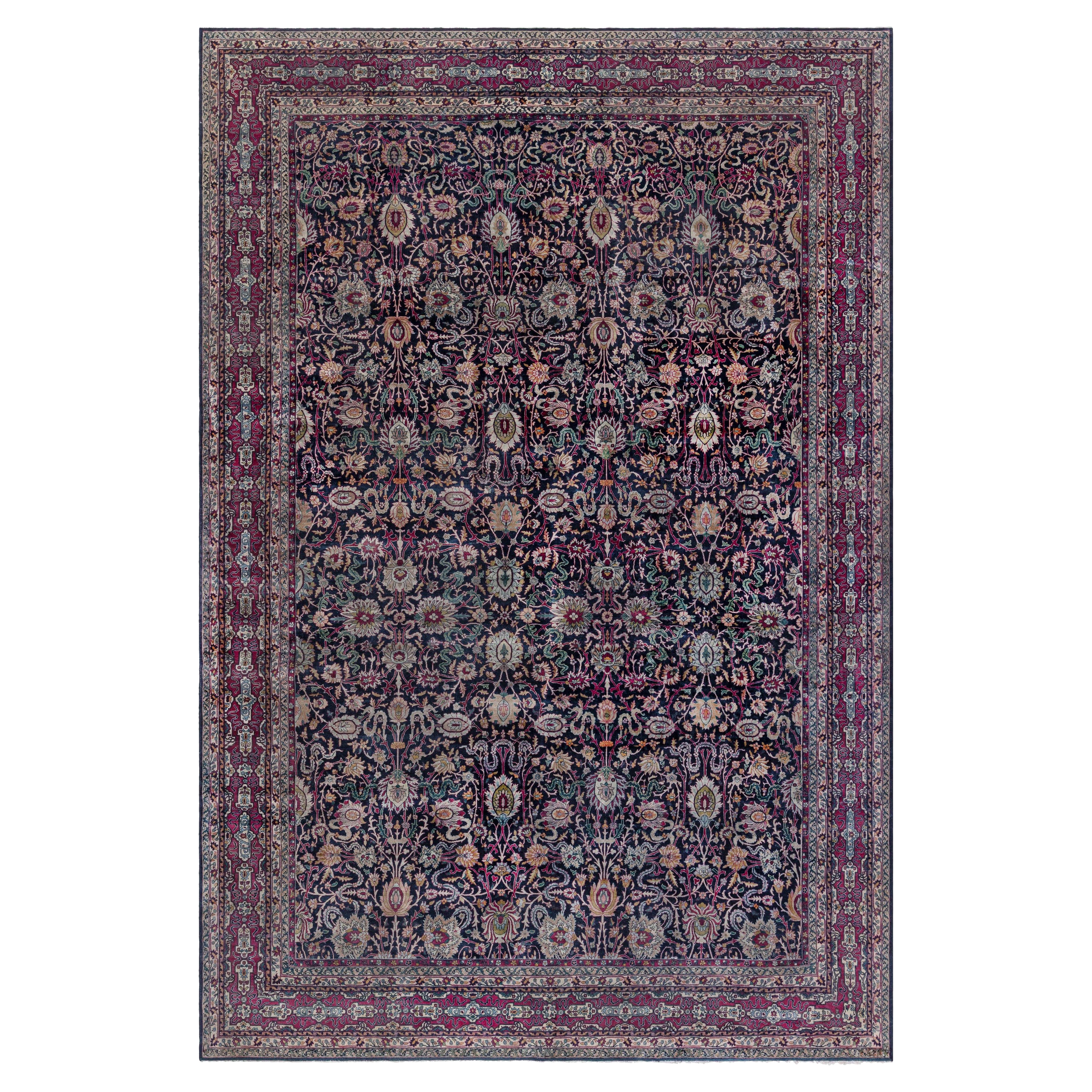 Tapis persan Kirman ancien Doris Leslie Blau fait main en laine botanique