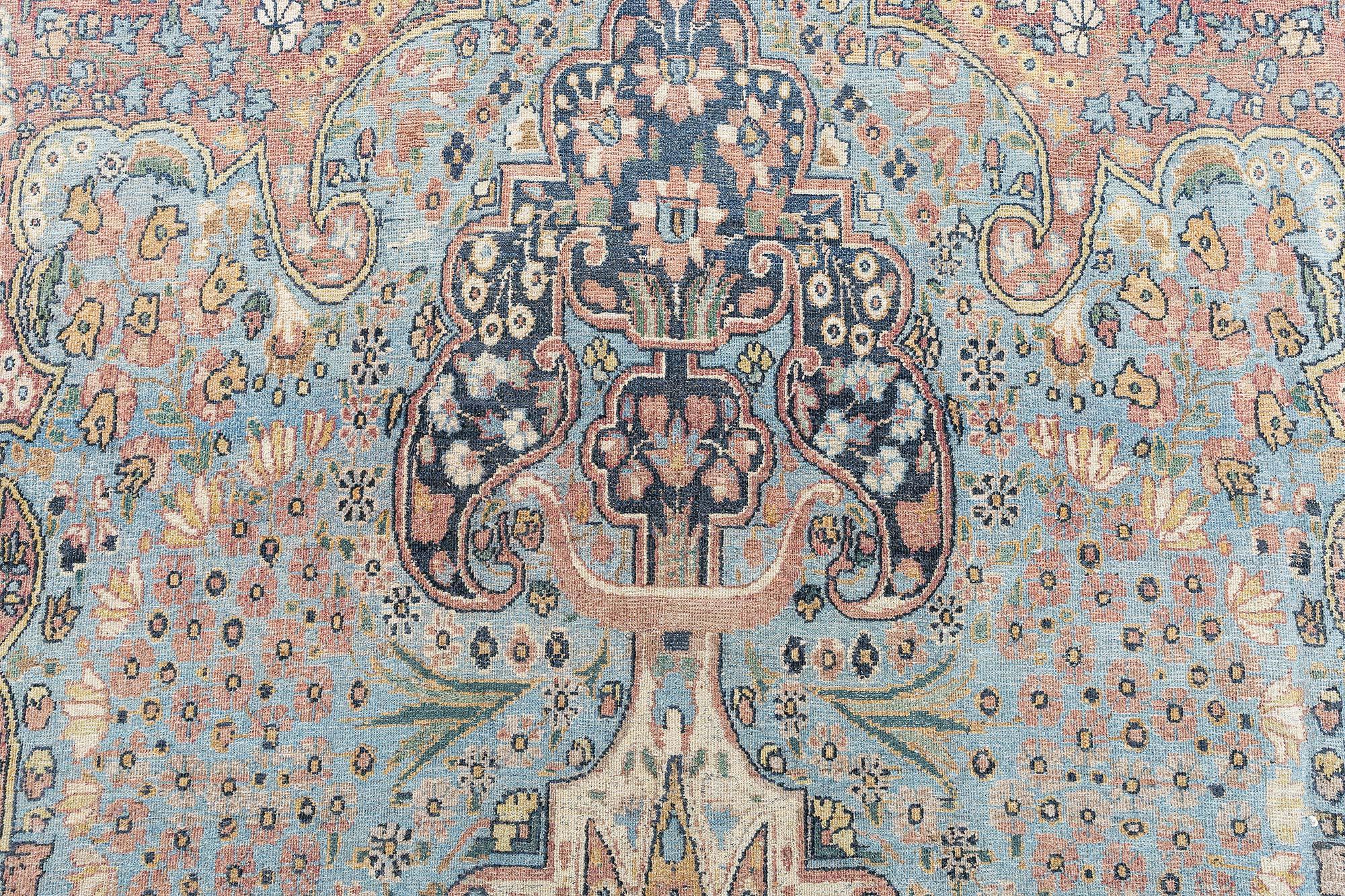 Ancien tapis persan kirman en laine fait à la main
Taille : 12'5