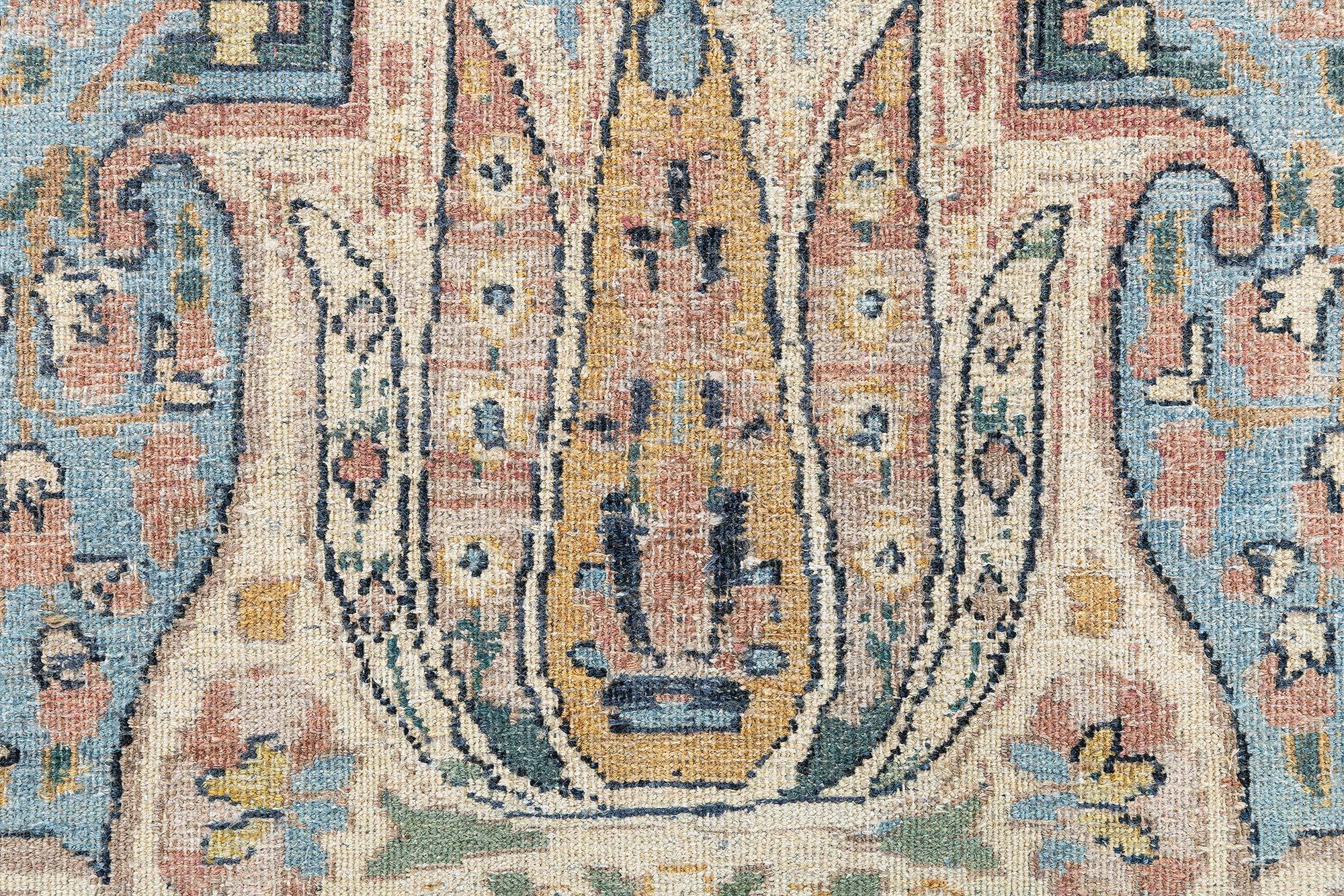 Doris Leslie Blauer antiker persischer Kirman Handgefertigter Teppich aus Wolle im Zustand „Gut“ im Angebot in New York, NY