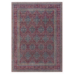 Tapis persan Kirman ancien rouge bleu beige Doris Leslie Blau