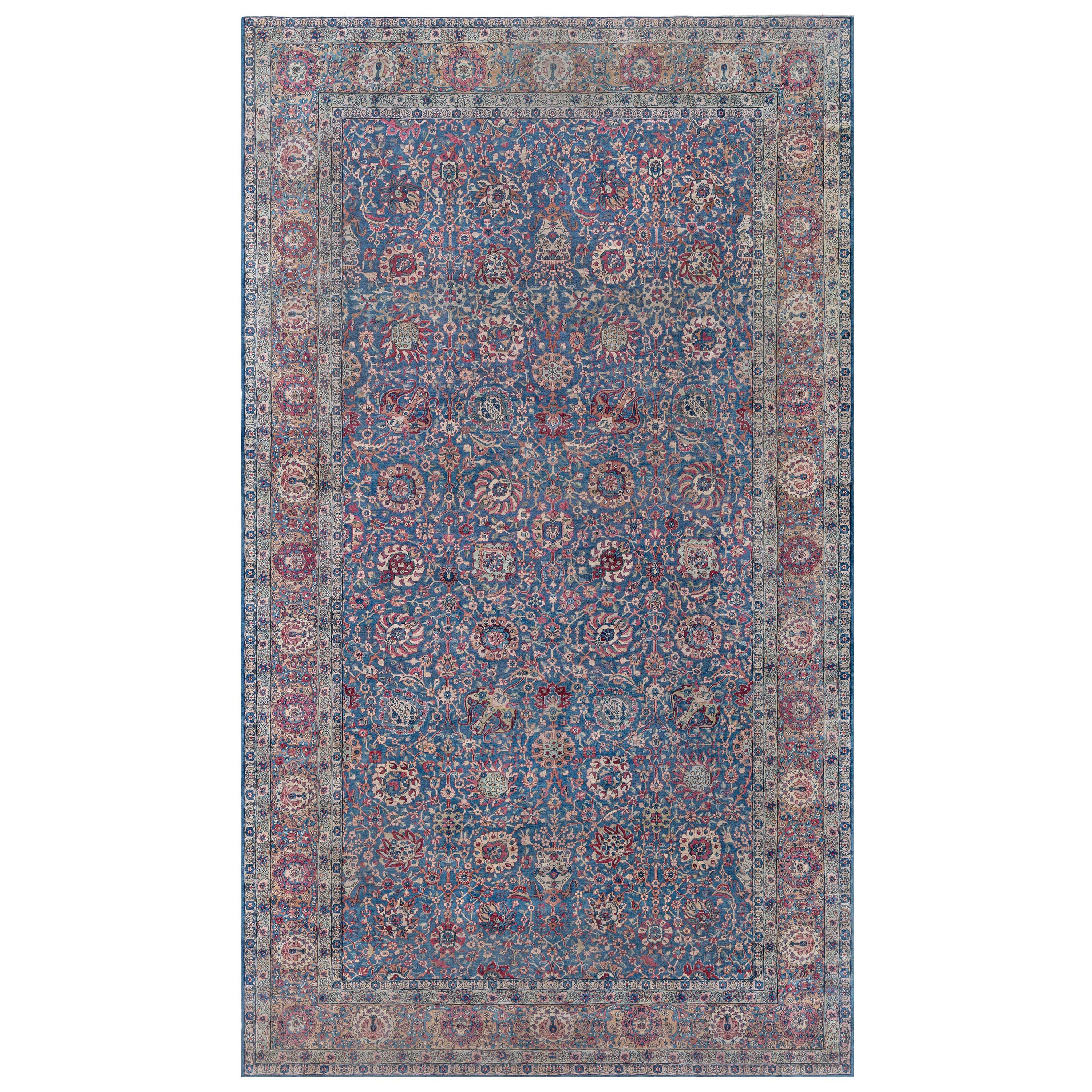 Doris Leslie Blauer antiker persischer Kirman-Teppich