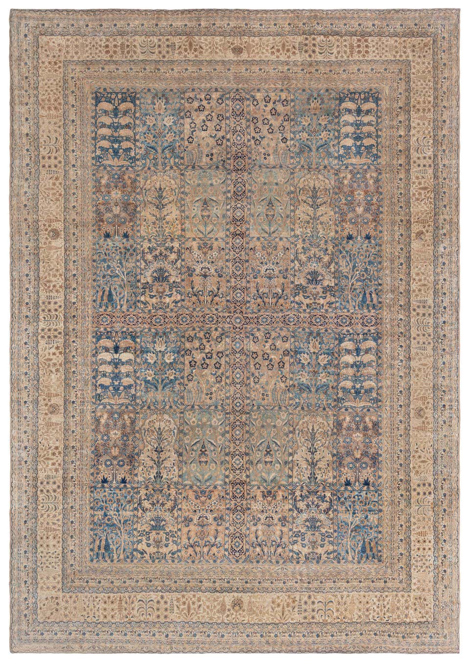 Antique Kirman Rug with Damask Rose Motifs at 1stDibs