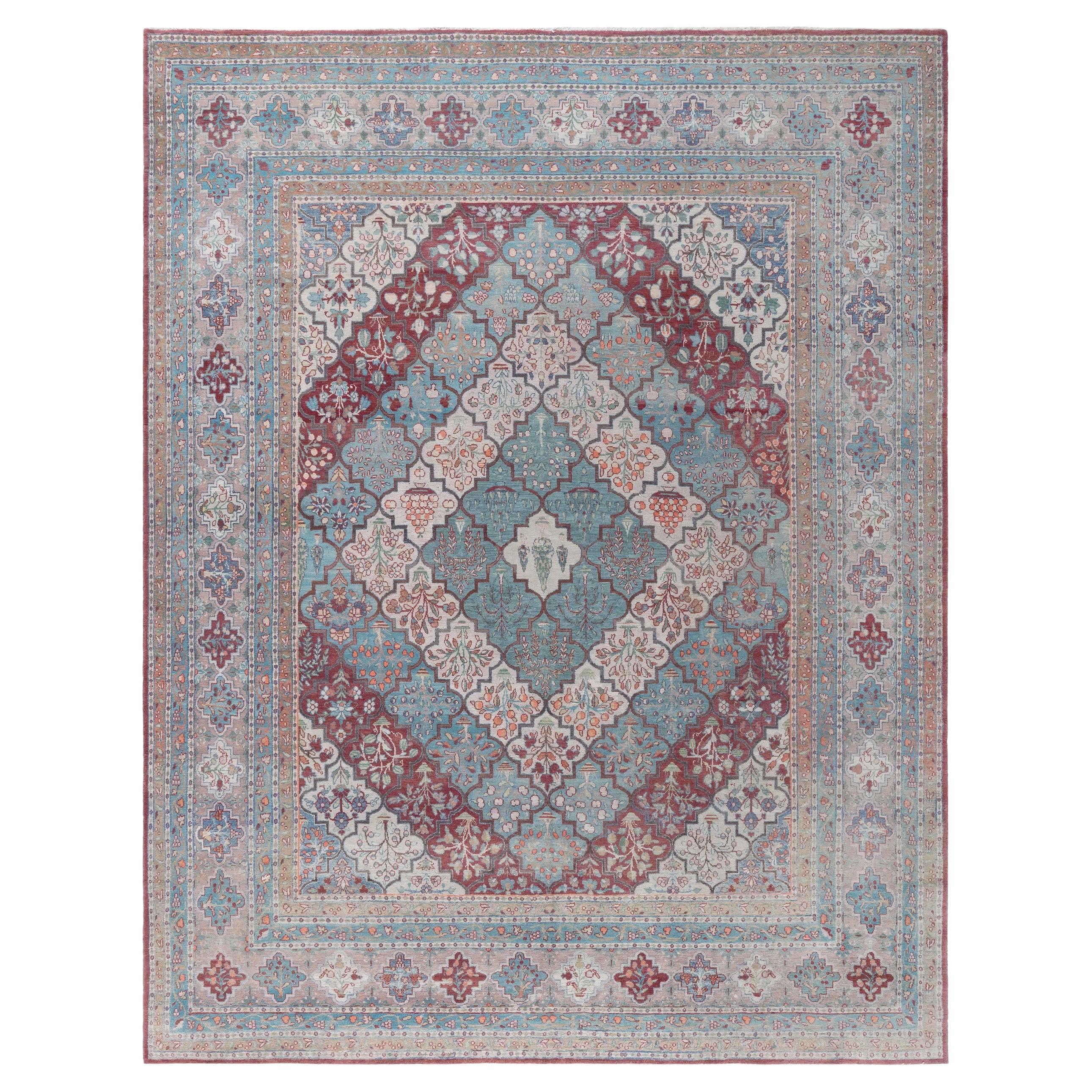 Doris Leslie Blauer antiker persischer Kirman-Teppich