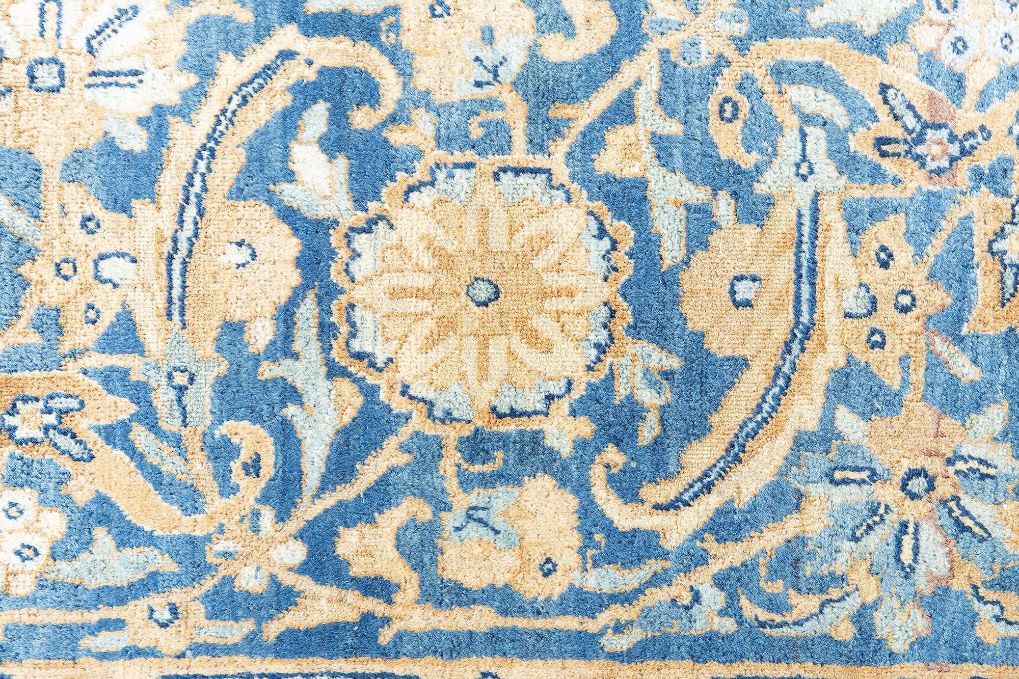 Doris Leslie Blau Antique Persian Kirman Yellow Handmade Wool Rug In Good Condition For Sale In New York, NY