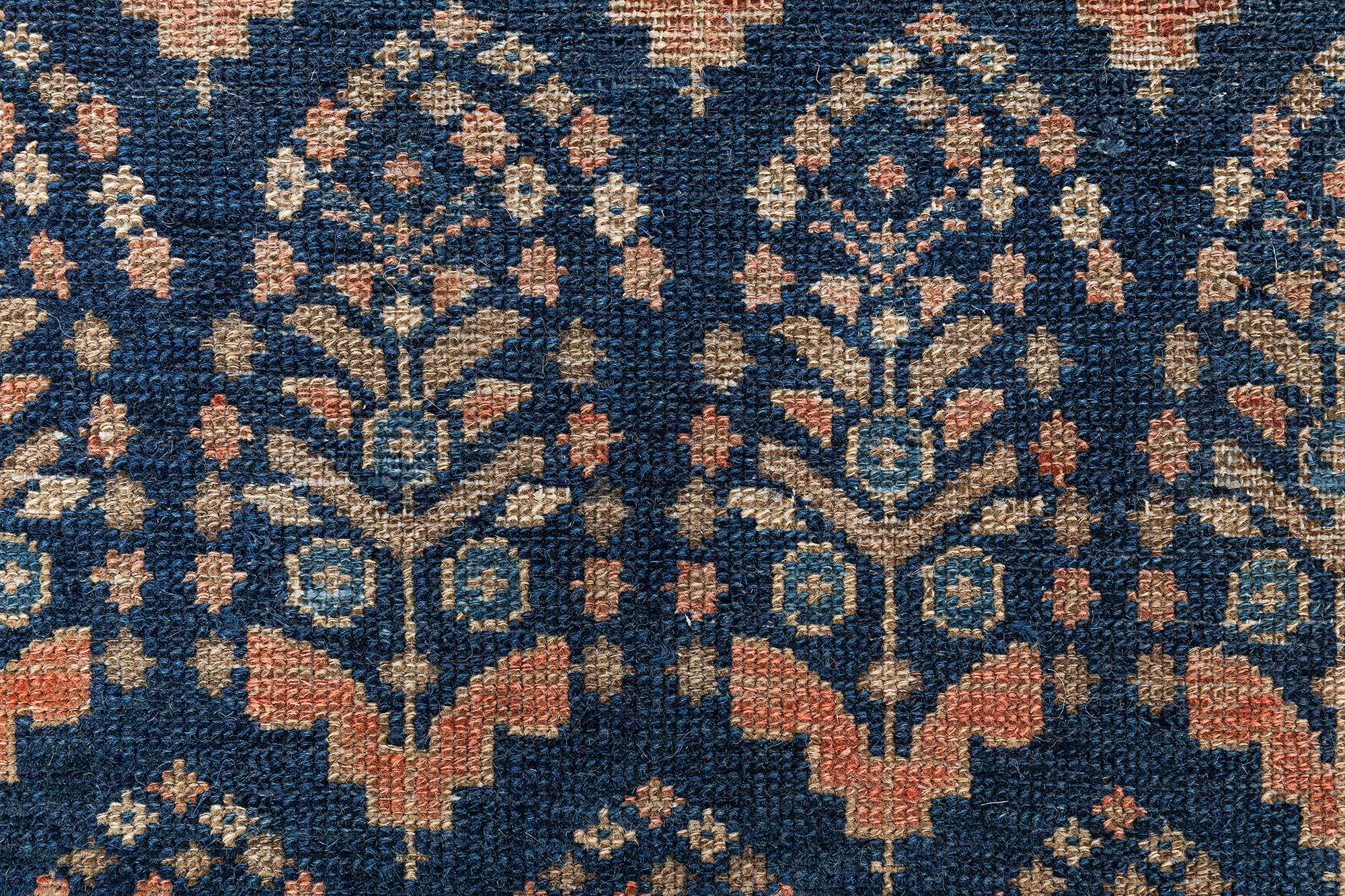 Hand-Woven Doris Leslie Blau Antique Persian Malayer Orange Handwoven Wool Rug For Sale