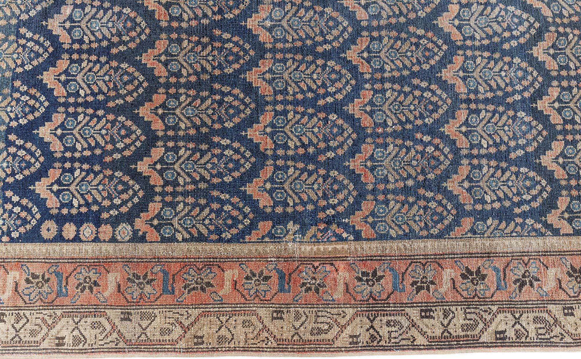 20th Century Doris Leslie Blau Antique Persian Malayer Orange Handwoven Wool Rug For Sale