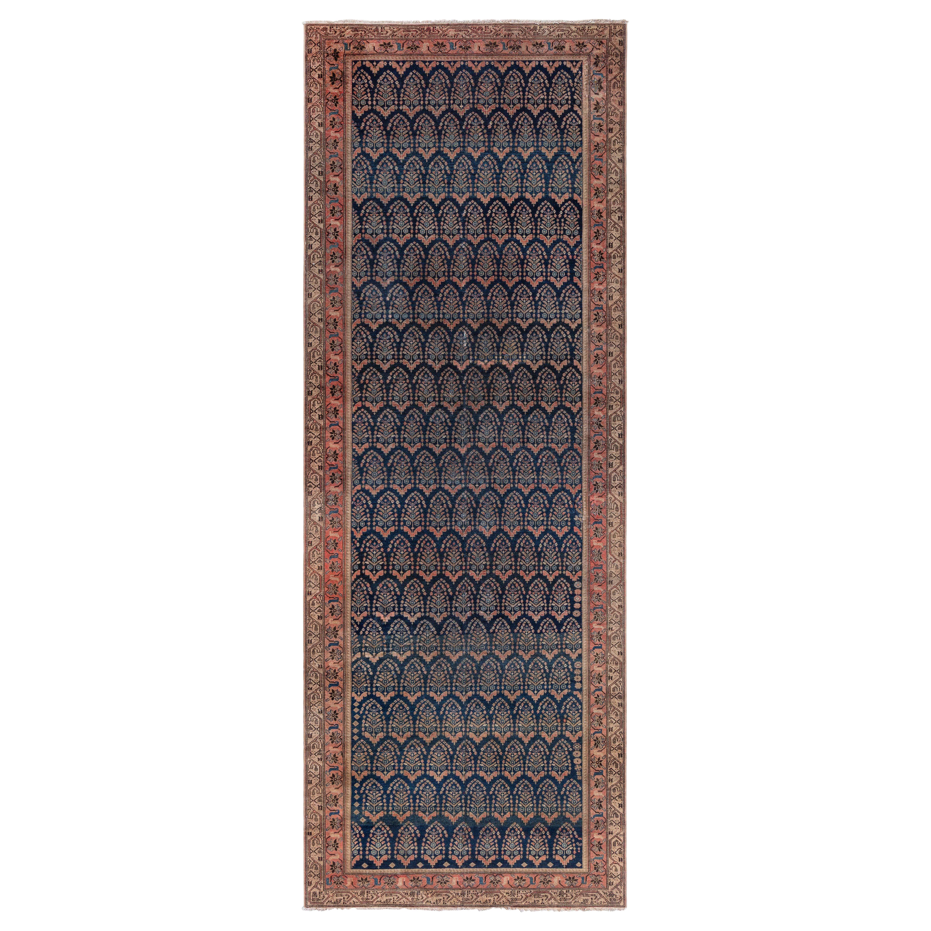 Doris Leslie Blau Antique Persian Malayer Orange Handwoven Wool Rug For Sale