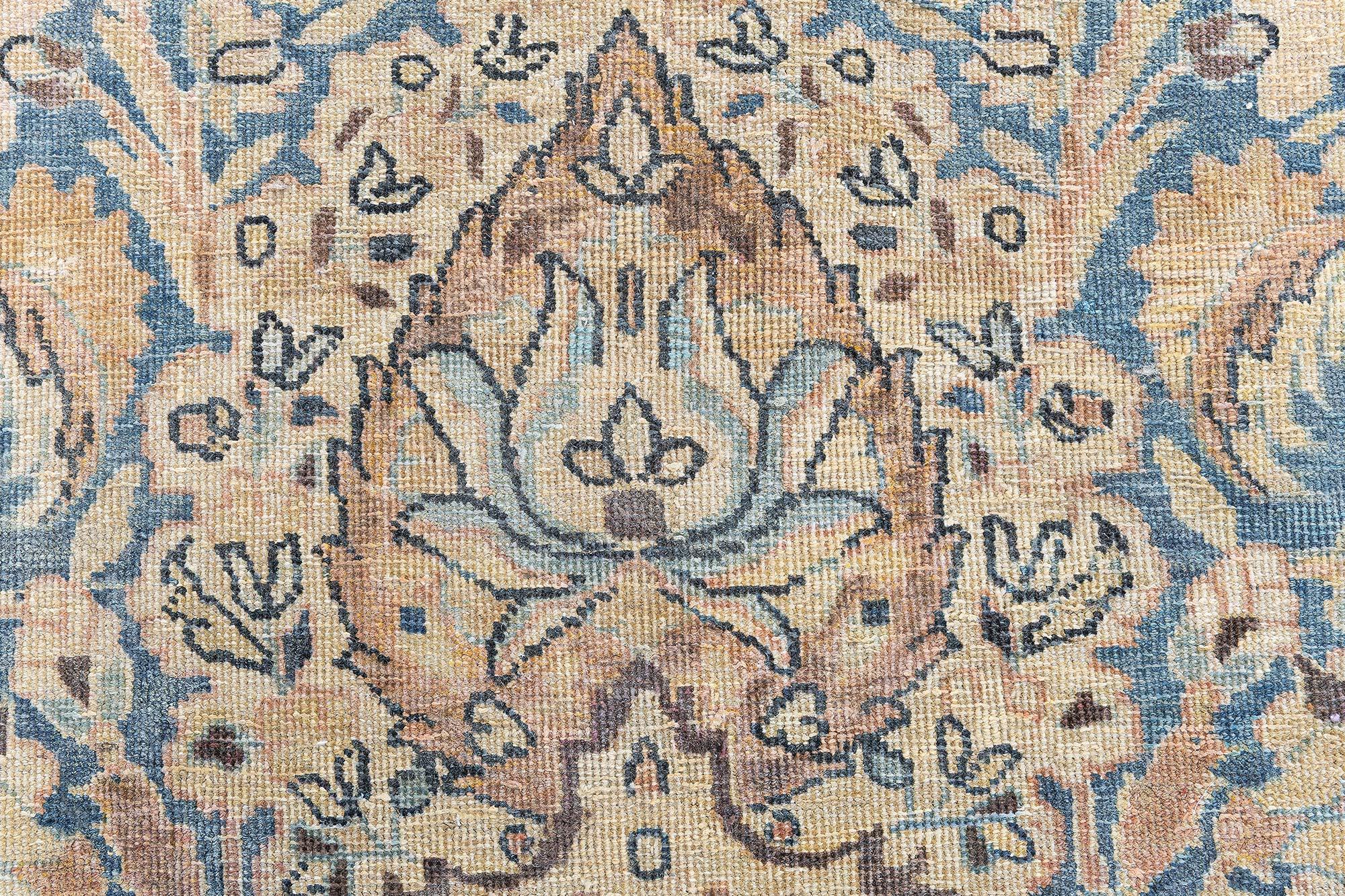 Lana Doris Leslie Blau Tappeto antico persiano in lana Meshad fatto a mano in vendita