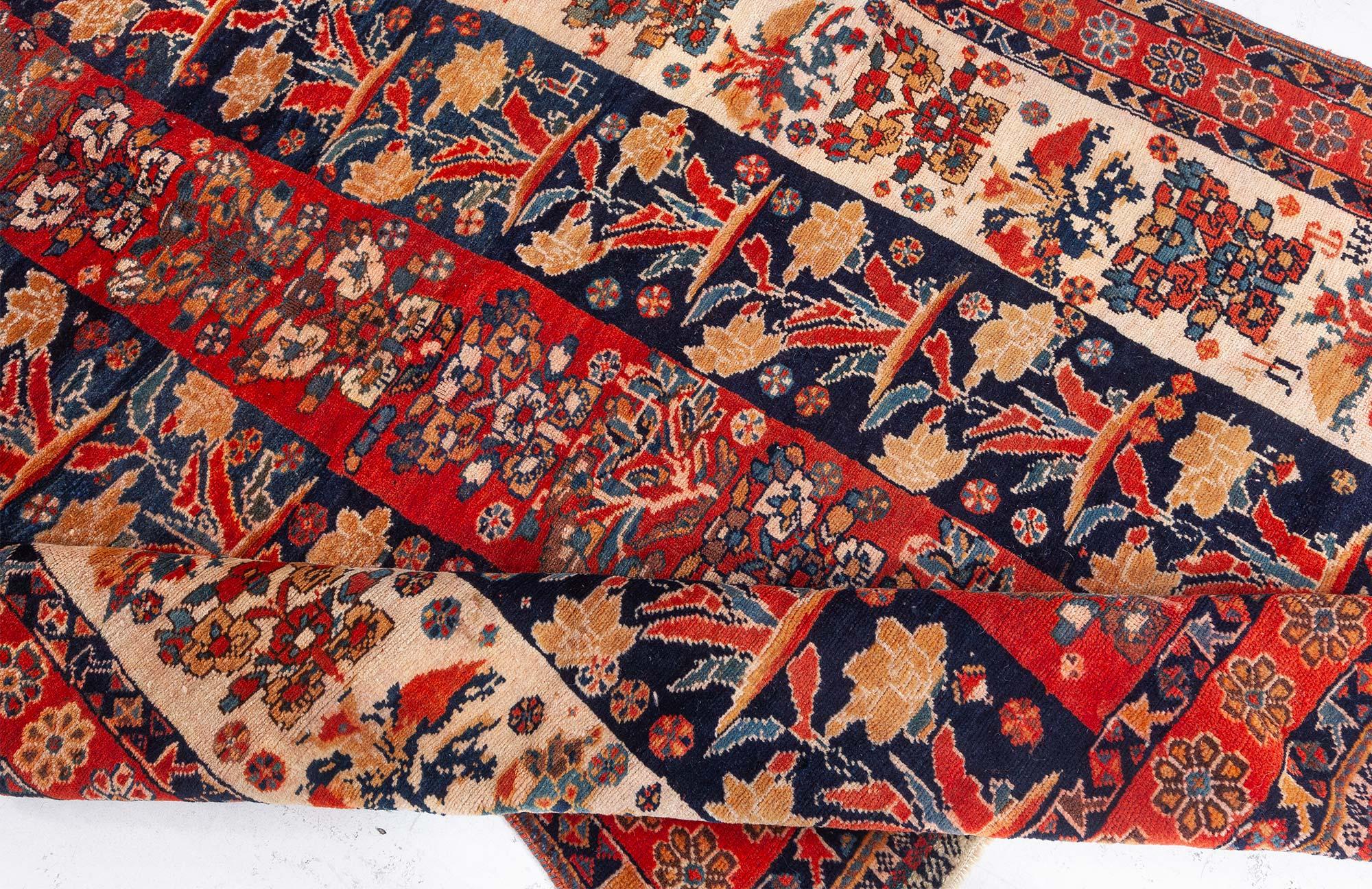 Doris Leslie Blau Antique Persian Shiraz Red Black Handmade Wool Rug For Sale 3