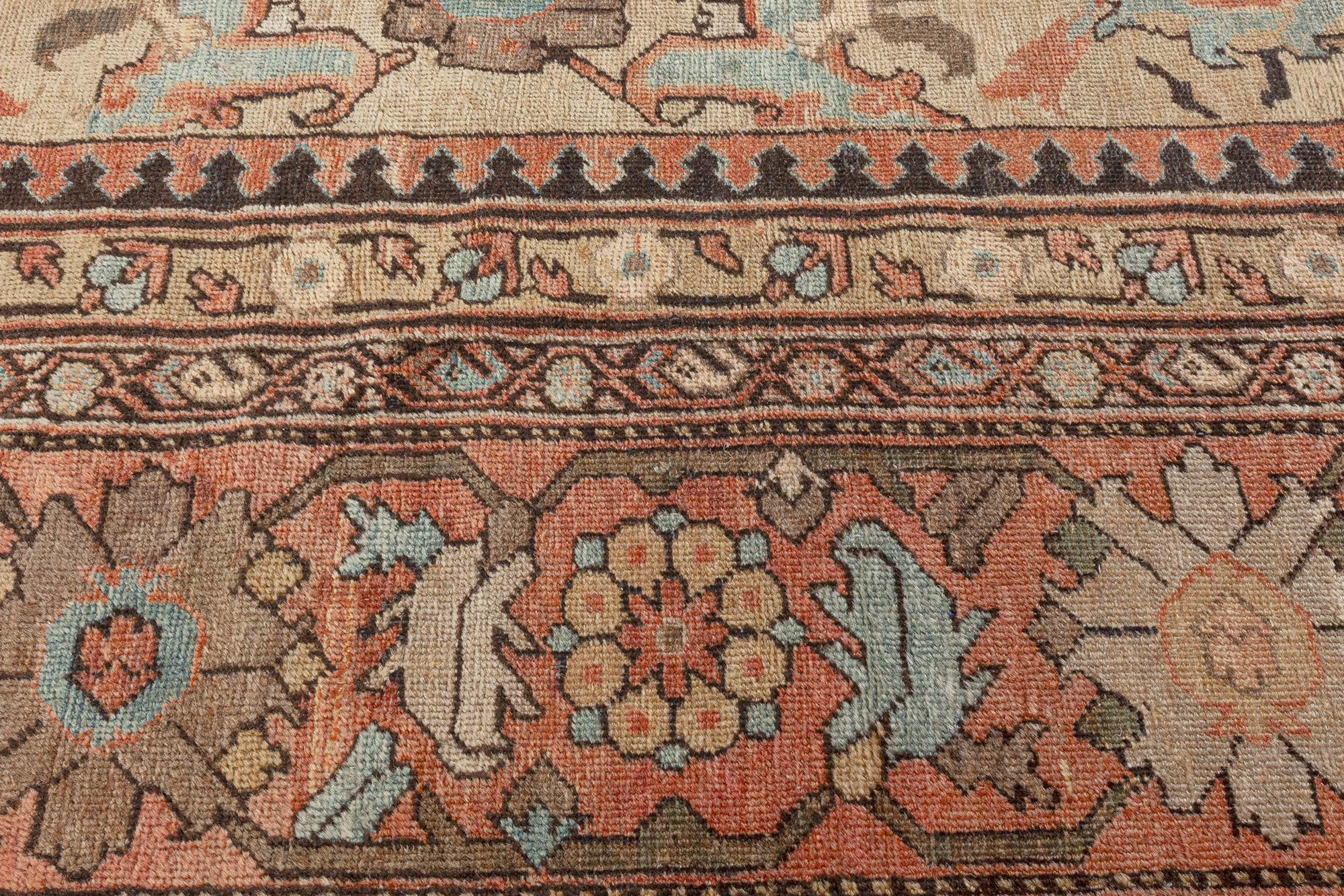 Doris Leslie Blauer antiker persischer Sultanabad-Wollteppich in Grün, handgefertigt (20. Jahrhundert) im Angebot
