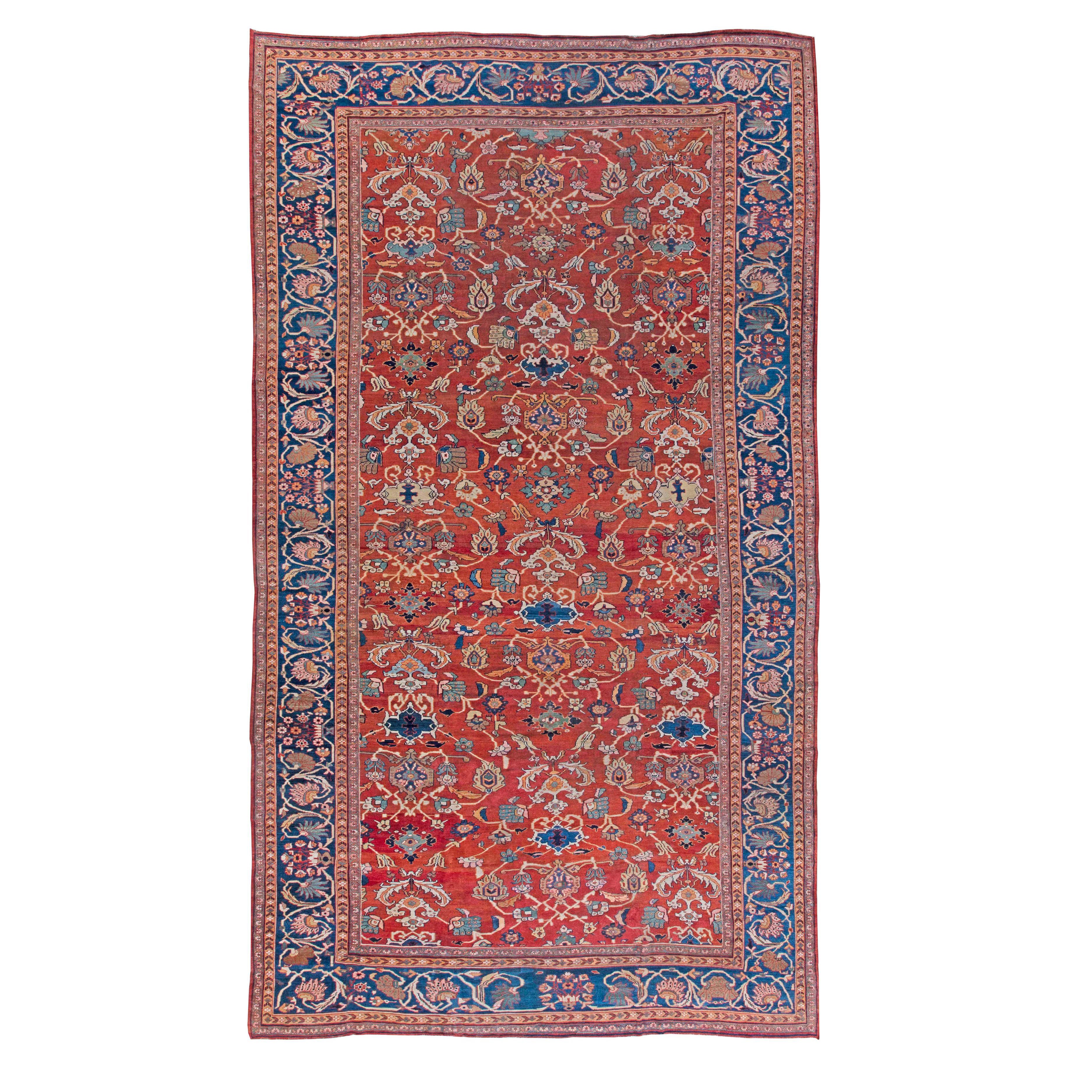 Tapis persan ancien Sultanabad rouge botanique fait à la main Doris Leslie Blau en vente